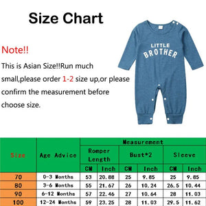 Baby Boy Long Sleeve "Little Brother" Romper Jumpsuit