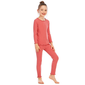 Spring Autumn  Kids Pajamas Snug Fit Rib Sleepwear