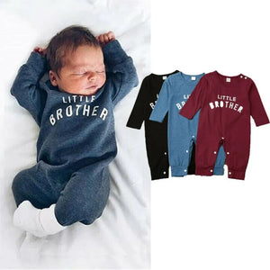 Baby Boy Long Sleeve "Little Brother" Romper Jumpsuit