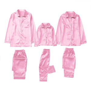 Satin Pajama PJ's 2PCS Solid Family Clothing Sets