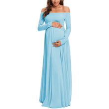 Load image into Gallery viewer, Women Maternity Dresses Elegant Solid One Shoulder Pregnancy Dress
