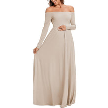 Load image into Gallery viewer, Women Maternity Dresses Elegant Solid One Shoulder Pregnancy Dress
