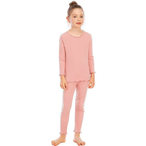 Spring Autumn  Kids Pajamas Snug Fit Rib Sleepwear