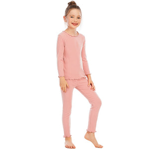 Spring Autumn  Kids Pajamas Snug Fit Rib Sleepwear