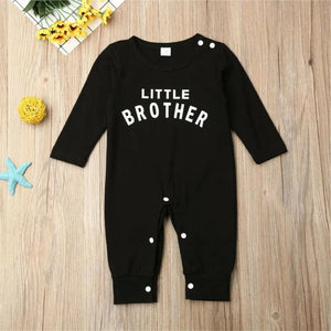 Baby Boy Long Sleeve "Little Brother" Romper Jumpsuit