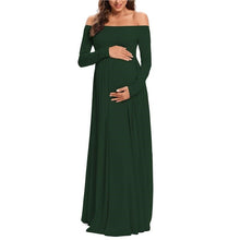 Load image into Gallery viewer, Women Maternity Dresses Elegant Solid One Shoulder Pregnancy Dress
