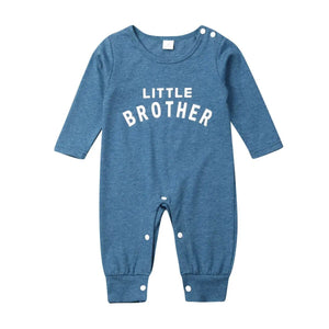 Baby Boy Long Sleeve "Little Brother" Romper Jumpsuit