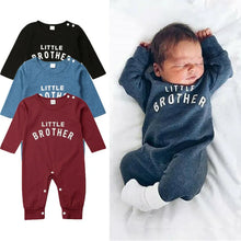 Load image into Gallery viewer, Baby Boy Long Sleeve &quot;Little Brother&quot; Romper Jumpsuit
