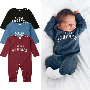 Baby Boy Long Sleeve "Little Brother" Romper Jumpsuit