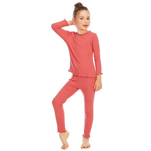 Spring Autumn  Kids Pajamas Snug Fit Rib Sleepwear