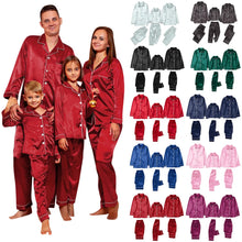 Load image into Gallery viewer, Satin Pajama PJ&#39;s 2PCS Solid Family Clothing Sets
