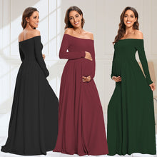 Load image into Gallery viewer, Women Maternity Dresses Elegant Solid One Shoulder Pregnancy Dress
