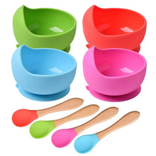 Load image into Gallery viewer, 2PCS/Set Silicone Baby Feeding Bowl Tableware for Kids Waterproof Suction Bowl With Spoon
