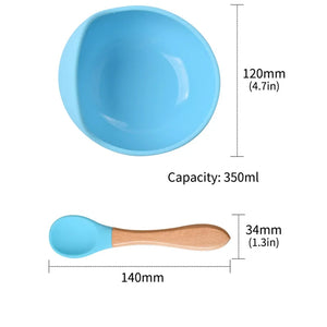 2PCS/Set Silicone Baby Feeding Bowl Tableware for Kids Waterproof Suction Bowl With Spoon