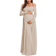 Load image into Gallery viewer, Women Maternity Dresses Elegant Solid One Shoulder Pregnancy Dress
