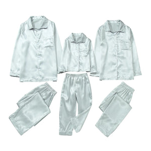 Satin Pajama PJ's 2PCS Solid Family Clothing Sets