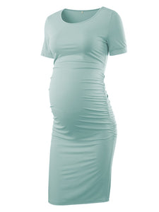 Maternity Dresses Women Side Ruched Pregnancy Dress Bodycon