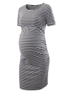 Maternity Dresses Women Side Ruched Pregnancy Dress Bodycon