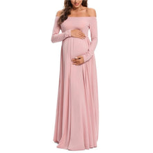 Load image into Gallery viewer, Women Maternity Dresses Elegant Solid One Shoulder Pregnancy Dress
