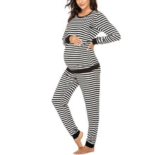 Load image into Gallery viewer, Maternity Pajamas Striped Nursing Sleepwear Full Sleeve Nursing Pajama Set Breastfeeding
