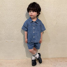 Load image into Gallery viewer, Denim set Boys or Girls Dress short sleeve(Sold Separately)
