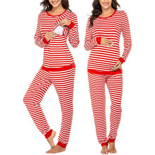 Load image into Gallery viewer, Maternity Pajamas Striped Nursing Sleepwear Full Sleeve Nursing Pajama Set Breastfeeding
