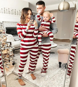 Family Christmas Pajamas Set Striped Print