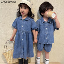 Load image into Gallery viewer, Denim set Boys or Girls Dress short sleeve(Sold Separately)
