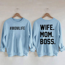 Load image into Gallery viewer, Women&#39;s &quot;Wife Mom Boss&quot; Printed Cotton Female Cute Long Sleeves Sweatshirt
