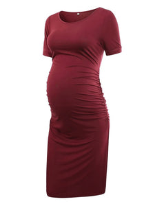 Maternity Dresses Women Side Ruched Pregnancy Dress Bodycon