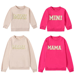 Mommy and Mini Matching Outfits 0-3Y Letter Embroidery Long Sleeve Pullovers