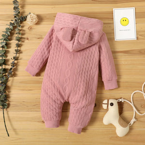 Autumn Winter Baby Romper Boys Girls Lovely Ears Hooded Long Sleeve Baby Clothes Solid Newborn Winter Clothes Baby Girl Clothes