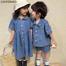 Load image into Gallery viewer, Denim set Boys or Girls Dress short sleeve(Sold Separately)
