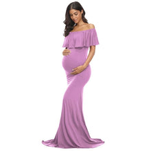 Load image into Gallery viewer, Maternity Off Shoulder Long Dresses
