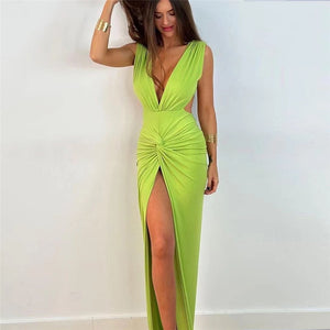 Slit Backless Maxi Dress Women