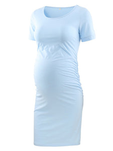 Maternity Dresses Women Side Ruched Pregnancy Dress Bodycon