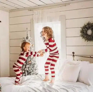 Family Christmas Pajamas Set Striped Print