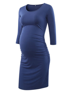 Maternity Dresses Women Side Ruched Pregnancy Dress Bodycon