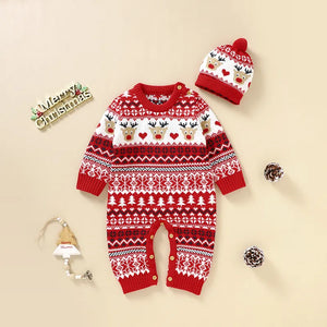 Baby Christmas Romper and Hat Sets