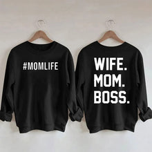 Load image into Gallery viewer, Women&#39;s &quot;Wife Mom Boss&quot; Printed Cotton Female Cute Long Sleeves Sweatshirt
