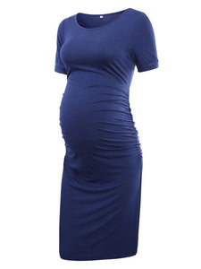 Maternity Dresses Women Side Ruched Pregnancy Dress Bodycon