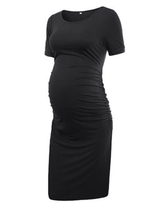 Maternity Dresses Women Side Ruched Pregnancy Dress Bodycon