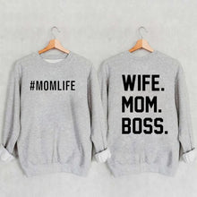 Load image into Gallery viewer, Women&#39;s &quot;Wife Mom Boss&quot; Printed Cotton Female Cute Long Sleeves Sweatshirt
