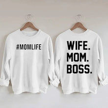 Load image into Gallery viewer, Women&#39;s &quot;Wife Mom Boss&quot; Printed Cotton Female Cute Long Sleeves Sweatshirt
