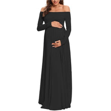 Load image into Gallery viewer, Women Maternity Dresses Elegant Solid One Shoulder Pregnancy Dress
