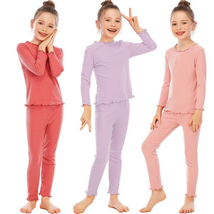 Spring Autumn  Kids Pajamas Snug Fit Rib Sleepwear