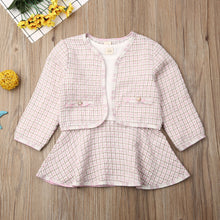 Load image into Gallery viewer, Stock Cute Girls Toddler Kid Baby Long Sleeve Coat Dress 2PCS Plaid Coat Tutu Dresses Suit
