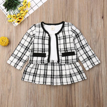 Load image into Gallery viewer, Stock Cute Girls Toddler Kid Baby Long Sleeve Coat Dress 2PCS Plaid Coat Tutu Dresses Suit
