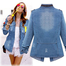 Load image into Gallery viewer, Denim Peplum Jacket
