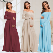 Load image into Gallery viewer, Women Maternity Dresses Elegant Solid One Shoulder Pregnancy Dress
